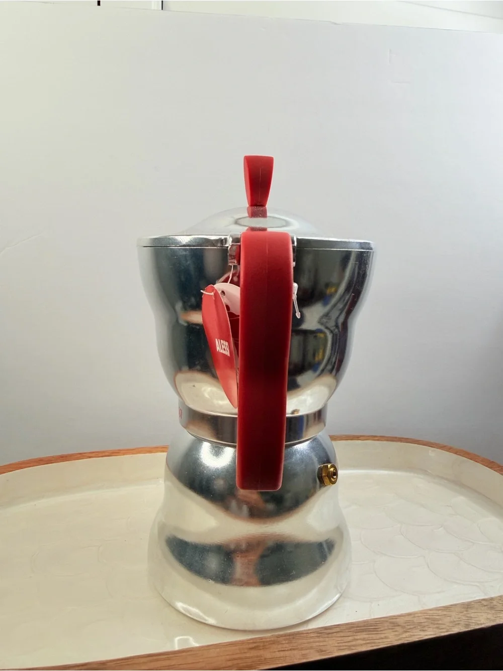 NEW Moka Alessi Espresso Coffee Maker 6 Cup SPECIAL EDITION Red Mendini Aluminum